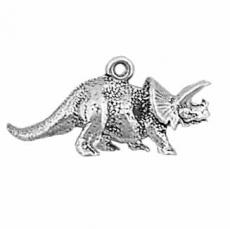 Charms. Sterling Silver, 25.6mm Width by 8.5mm Length by 12.7mm Height, Triceratops Charm. Quantity Per Pack: 1 Piece.