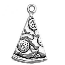 Charms. Sterling Silver, 15.1mm Width by 2.4mm Length by 24.5mm Height, Slice of Pizza Charm. Quantity Per Pack: 1 Piece.