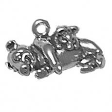 Charms. Sterling Silver, 18.2mm Width by 10.8mm Length by 9.5mm Height, Pig With Piglet Charm. Quantity Per Pack: 1 Piece.