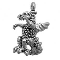 Charms. Sterling Silver, 10.7mm Width by 13.2mm Length by 19.8mm Height, Dragon Charm. Quantity Per Pack: 1 Piece.