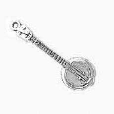 Charms. Sterling Silver, 10.3mm Width by 4.9mm Length by 31.0mm Height, Banjo Charm. Quantity Per Pack: 1 Piece.