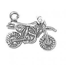 Charms. Sterling Silver, 18.3mm Width by 8.1mm Length by 3.3mm Height, Dirt Bike Charm. Quantity Per Pack: 1 Piece.