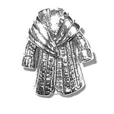 Charms. Sterling Silver, 13.7mm Width by 7.3mm Length by 15.6mm Height, Fur Coat Charm. Quantity Per Pack: 1 Piece.