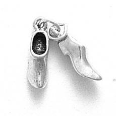 Charms. Sterling Silver, 4.9mm Width by 5.0mm Length by 16.7mm Height, Wooden Shoes Charm. Quantity Per Pack: 1 Piece.