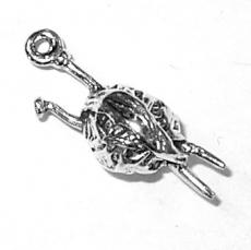 Charms. Sterling Silver, 8.3mm Width by 8.3mm Length by 22.9mm Height, Yarn With Needles Charm. Quantity Per Pack: 1 Piece.