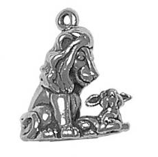 Charms. Sterling Silver, 17.7mm Width by 10.1mm Length by 20.4mm Height, Lion With Lamb Charm. Quantity Per Pack: 1 Piece.