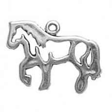 Charms. Sterling Silver, 19.3mm Width by 1.9mm Length by 14.1mm Height, Full Body Horse Charm. Quantity Per Pack: 1 Piece.