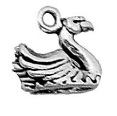 Charms. Sterling Silver, 9.7mm Width by 5.2mm Length by 8.8mm Height, Swimming Swan Charm. Quantity Per Pack: 1 Piece.