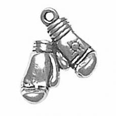 Charms. Sterling Silver, 12.1mm Width by 5.2mm Length by 17.6mm Height, Boxing Gloves Charm. Quantity Per Pack: 1 Piece.