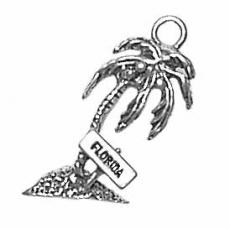 Charms. Sterling Silver, 13.8mm Width by 4.2mm Length by 19.6mm Height, Florida Palm Tree Charm. Quantity Per Pack: 1 Piece.