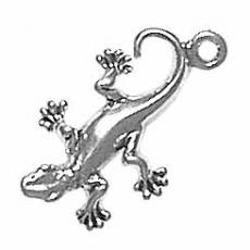 Charms. Sterling Silver, 12.2mm Width by 4.2mm Length by 22.0mm Height, Gecko Charm. Quantity Per Pack: 1 Piece.