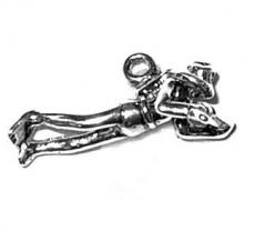 Charms. Sterling Silver, 20.2mm Width by 8.4mm Length by 10.1mm Height, Scuba Diver with Sports Gear Charm. Quantity Per Pack: 1 Piece.