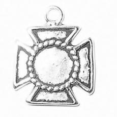 Charms. Sterling Silver, 15.5mm Width by 1.7mm Length by 18.7mm Height, Maltese Cross Charm. Quantity Per Pack: 1 Piece.