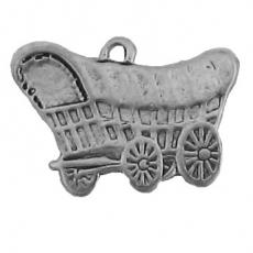 Charms. Sterling Silver, 16.8mm Width by 1.2mm Length by 12.1mm Height, Flat Covered Wagon Charm. Quantity Per Pack: 1 Piece.