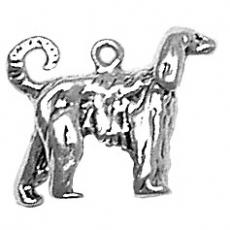 Charms. Sterling Silver, 19.3mm Width by 7.2mm Length by 15.6mm Height, Afghan Hound Dog Charm. Quantity Per Pack: 1 Piece.