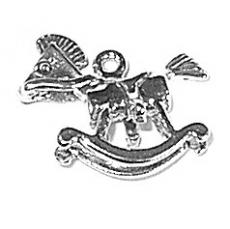 Charms. Sterling Silver, 19.0mm Width by 7.9mm Length by 15.2mm Height, Rocking Horse Charm. Quantity Per Pack: 1 Piece.