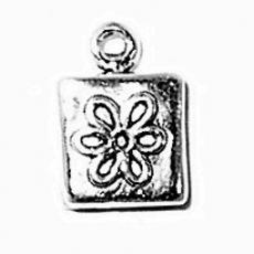 Charms. Sterling Silver, 9.9mm Width by 5.6mm Length by 14.3mm Height, Flower Stamp Charm. Quantity Per Pack: 1 Piece.