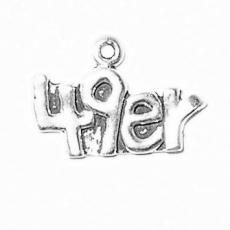 Charms. Sterling Silver, 17.8mm Width by 2.0mm Length by 12.1mm Height, "49er" Charm. Quantity Per Pack: 1 Piece.