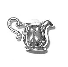 Charms. Sterling Silver, 14.7mm Width by 8.4mm Length by 9.5mm Height, Creamer Charm. Quantity Per Pack: 1 Piece.