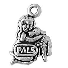 Charms. Sterling Silver, 11.1mm Width by 2.9mm Length by 16.1mm Height, Girl With Lamb, Pals Charm. Quantity Per Pack: 1 Piece.