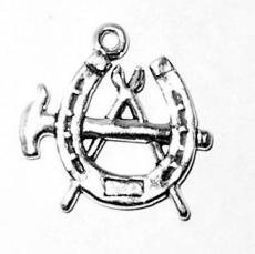 Charms. Sterling Silver, 18.2mm Width by 1.6mm Length by 18.1mm Height, Blacksmith Symbol Charm. Quantity Per Pack: 1 Piece.