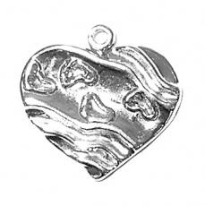 Charms. Sterling Silver, 20.2mm Width by 2.0mm Length by 19.0mm Height, Heart With Footprints Charm. Quantity Per Pack: 1 Piece.