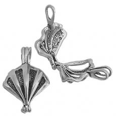 Charms. Sterling Silver, 17.5mm Width by 11.5mm Length by 25.1mm Height, Shell For Pearl Pendant. Quantity Per Pack: 1 Piece.