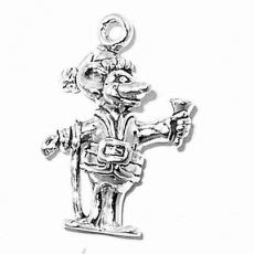 Charms. Sterling Silver, 15.2mm Width by 6.8mm Length by 21.9mm Height, Santa Mouse Charm. Quantity Per Pack: 1 Piece.