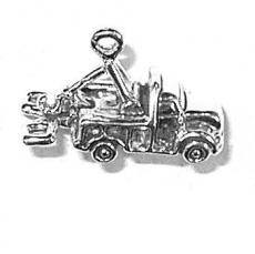 Charms. Sterling Silver, 18.9mm Width by 7.9mm Length by 12.7mm Height, Tow Truck Charm. Quantity Per Pack: 1 Piece.