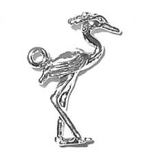 Charms. Sterling Silver, 15.8mm Width by 5.4mm Length by 21.1mm Height, Heron Charm. Quantity Per Pack: 1 Piece.