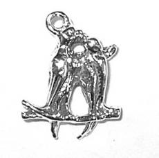 Charms. Sterling Silver, 12.4mm Width by 4.7mm Length by 17.1mm Height, Love Birds Charm. Quantity Per Pack: 1 Piece.