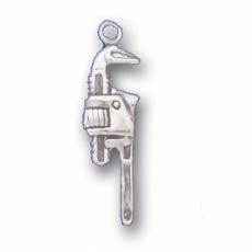 Charms. Sterling Silver, 7.4mm Width by 3.9mm Length by 26.6mm Height, Pipe Wrench Charm. Quantity Per Pack: 1 Piece.