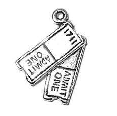 Charms. Sterling Silver, 14.8mm Width by 2.6mm Length by 16.1mm Height, Show Tickets Charm. Quantity Per Pack: 1 Piece.