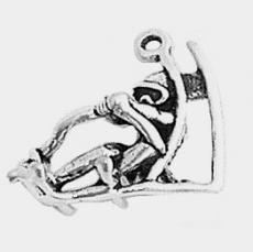 Charms. Sterling Silver, 19.7mm Width by 14.4mm Length by 16.5mm Height, Slalom Skier Charm. Quantity Per Pack: 1 Piece.