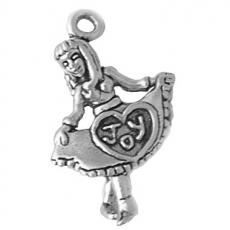 Charms. Sterling Silver, 14.6mm Width by 7.1mm Length by 20.7mm Height, Girl Dancing With 