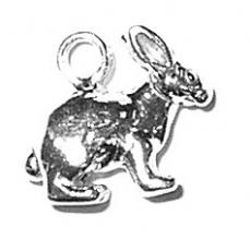 Charms. Sterling Silver, 13.6mm Width by 3.4mm Length by 14.1mm Height, Rabbit Charm. Quantity Per Pack: 1 Piece.