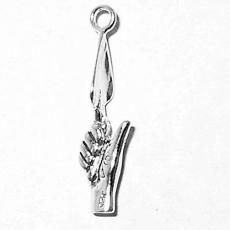 Charms. Sterling Silver, 6.3mm Width by 6.3mm Length by 27.2mm Height, Hand With Trowel Charm. Quantity Per Pack: 1 Piece.