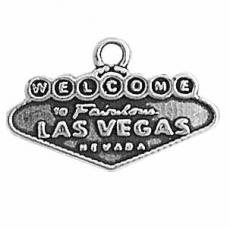 Charms. Sterling Silver, 24.5mm Width by 2.7mm Length by 15.6mm Height, Welcome to Las Vegas, Nevada Sign Charm. Quantity Per Pack: 1 Piece.