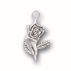 Charms. Sterling Silver, 11.6mm Width by 1.6mm Length by 20.2mm Height, Rose Charm. Quantity Per Pack: 1 Piece.