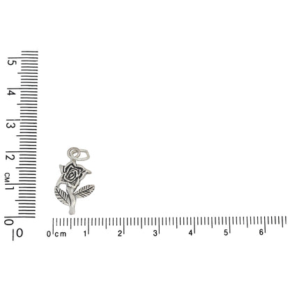 Sterling Silver, 11.6mm Width by 1.6mm Length by 20.2mm Height, Rose Charm. Quantity Per Pack: 1 Piece.