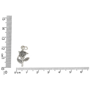 Sterling Silver, 11.6mm Width by 1.6mm Length by 20.2mm Height, Rose Charm. Quantity Per Pack: 1 Piece.