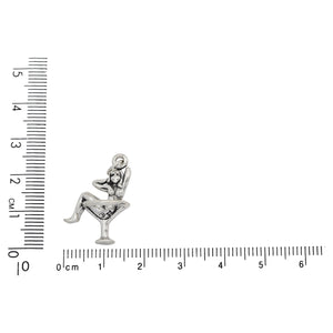 Sterling Silver, 16.5mm Width by 11.3mm Length by 22.4mm Height, Woman in Martini Glass Charm. Quantity Per Pack: 1 Piece.