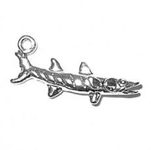 Load image into Gallery viewer, Charms. Sterling Silver, 9.0mm Width by 4.4mm Length by 20.6mm Height, Barracuda Charm. Quantity Per Pack: 1 Piece.
