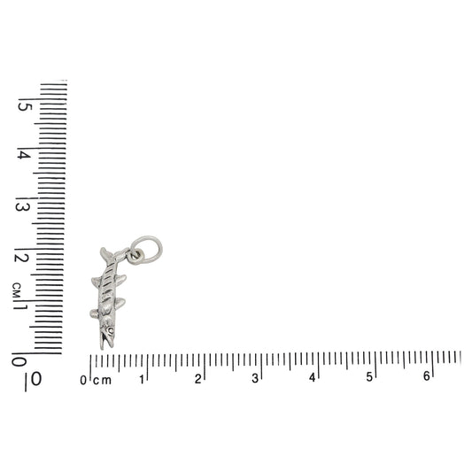 Sterling Silver, 9.0mm Width by 4.4mm Length by 20.6mm Height, Barracuda Charm. Quantity Per Pack: 1 Piece.
