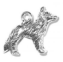 Load image into Gallery viewer, Charms. Sterling Silver, 18.6mm Width by 5.3mm Length by 15.4mm Height, Border Collie Dog Charm. Quantity Per Pack: 1 Piece.
