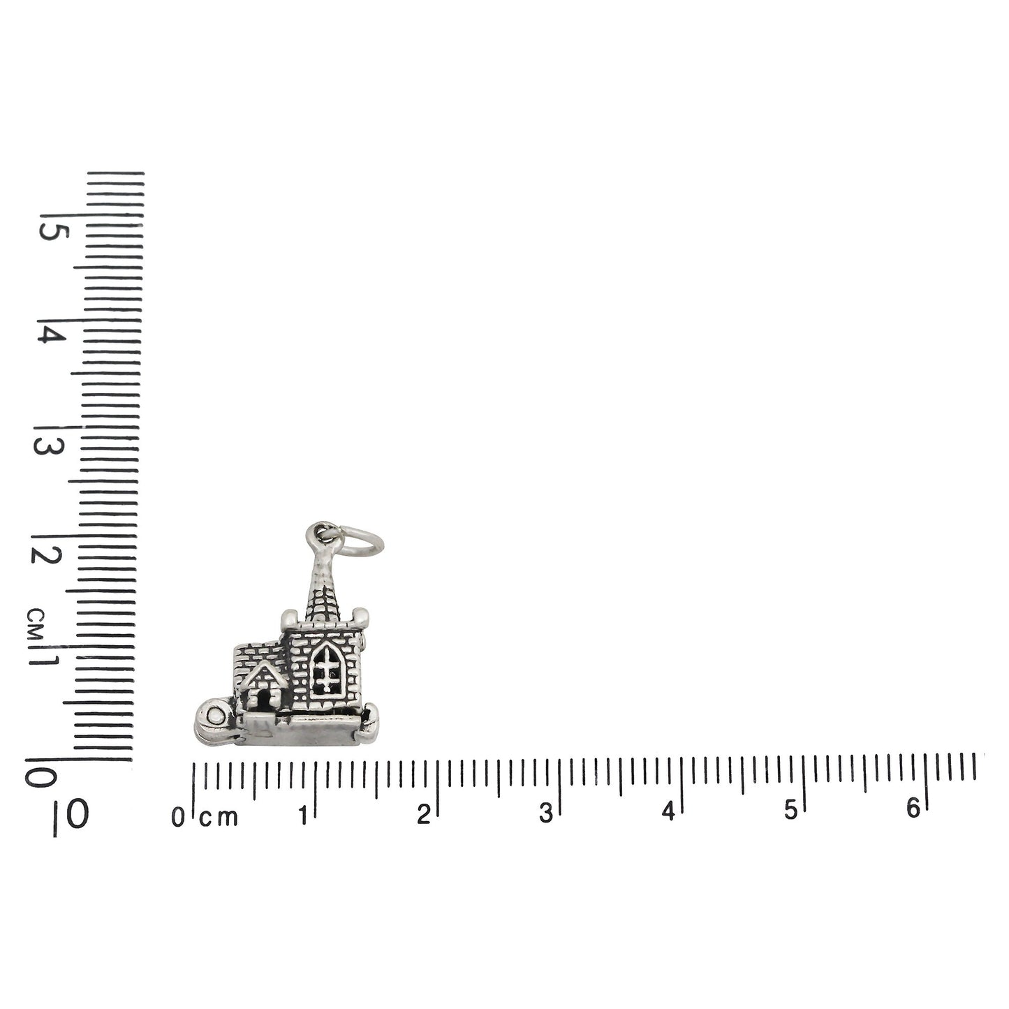 Sterling Silver, 15.2mm Width by 7.6mm Length by 19.2mm Height, Church Charm With Couple Inside. Quantity Per Pack: 1 Piece.