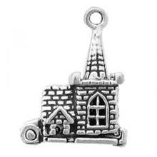 Load image into Gallery viewer, Charms. Sterling Silver, 15.2mm Width by 7.6mm Length by 19.2mm Height, Church Charm With Couple Inside. Quantity Per Pack: 1 Piece.
