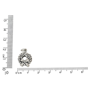 Sterling Silver, 13.3mm Width by 4.5mm Length by 18.1mm Height, Wreath Charm. Quantity Per Pack: 1 Piece.