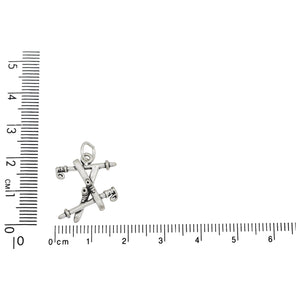 Sterling Silver, 17.0mm Width by 4.7mm Length by 20.2mm Height, Crossed Skis With Poles Charm. Quantity Per Pack: 1 Piece.