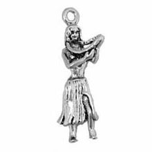 Load image into Gallery viewer, Charms. Sterling Silver, 9.3mm Width by 5.2mm Length by 25.1mm Height, Hula Dancer Charm. Quantity Per Pack: 1 Piece.
